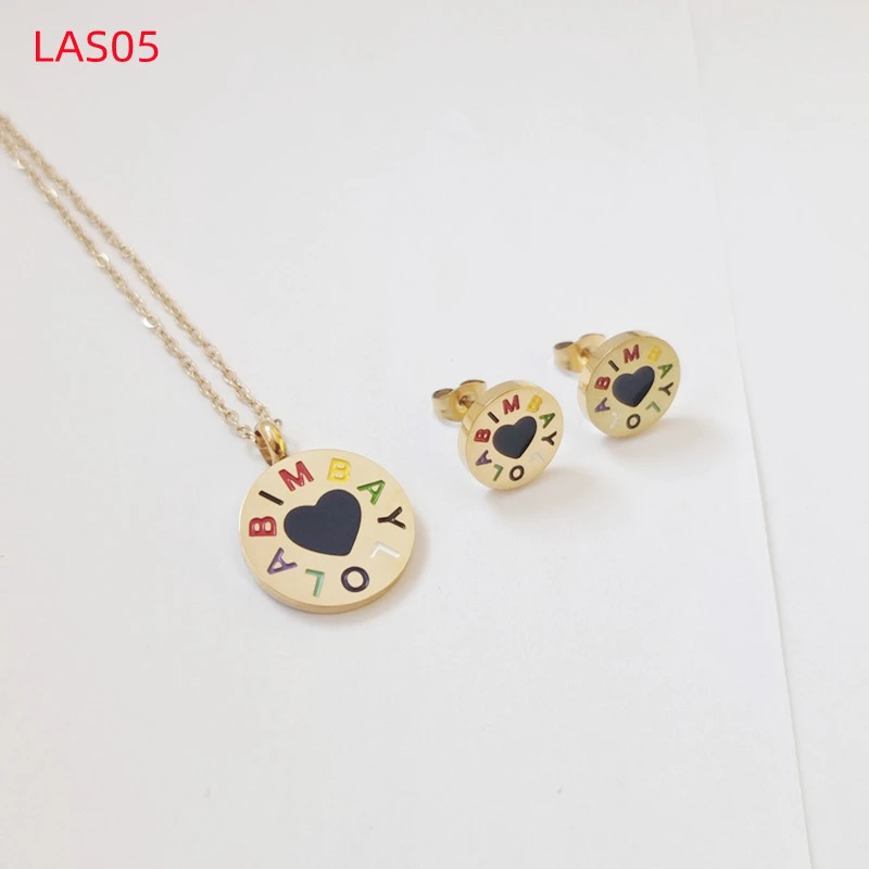 Hot Sale Fashion Women Men Silver Titanium Steel Drop Oil Heart Letter BYL BIMBA YLOLA Pendant Earrings Jewelry A Gift