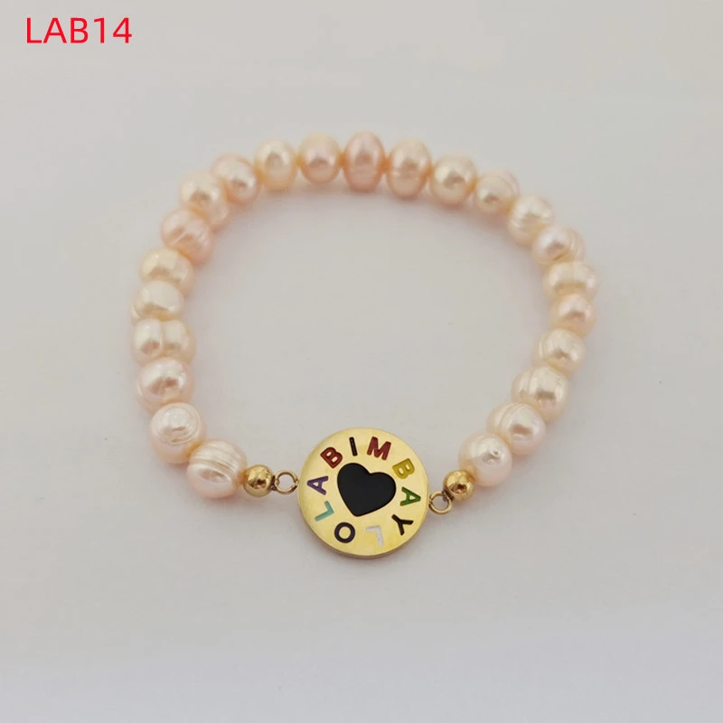 Hot Sale Fashion Women Men Silver Titanium Steel Letter BYL BIMBA YLOLA Black White Black Bead Bracelet Jewelry A Gift