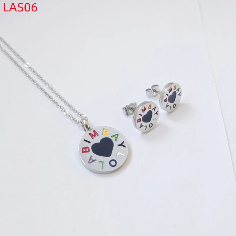 Hot Sale Fashion Women Men Silver Titanium Steel Drop Oil Heart Letter BYL BIMBA YLOLA Pendant Earrings Jewelry A Gift