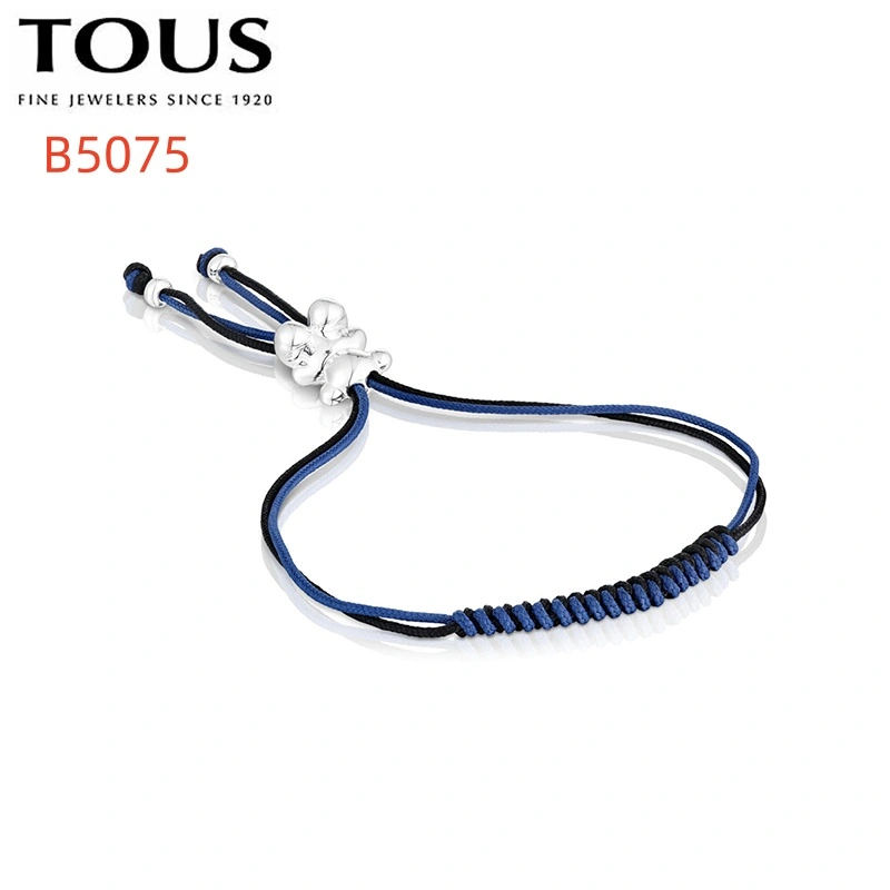 Fashion Women Men Silver Gold Steel  Letter TOUS Bear Blue Brown Weave Rope Bracelet Jewelry