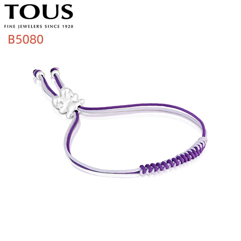 Fashion Women Men Silver Gold Steel  Letter TOUS Bear Blue Brown Weave Rope Bracelet Jewelry