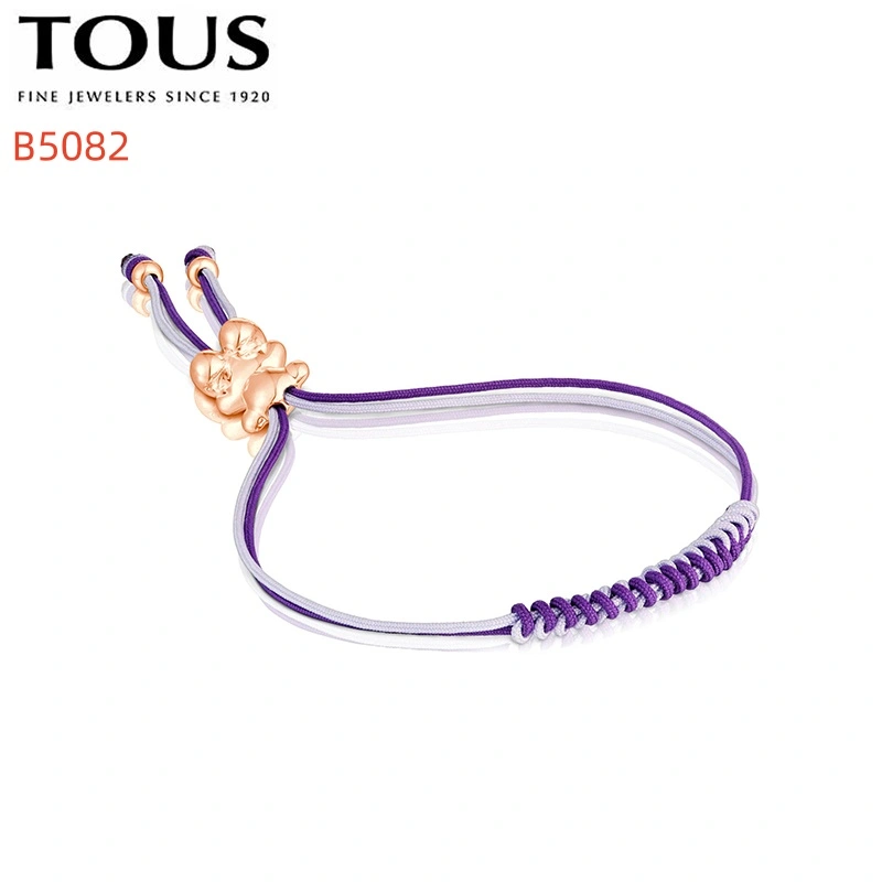 Fashion Women Men Silver Gold Steel  Letter TOUS Bear Blue Brown Weave Rope Bracelet Jewelry