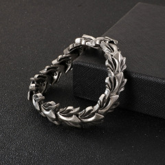 Fashion Cool Men Retro Silver Stainless Steel Whole Dragon Bracelets Jewelry