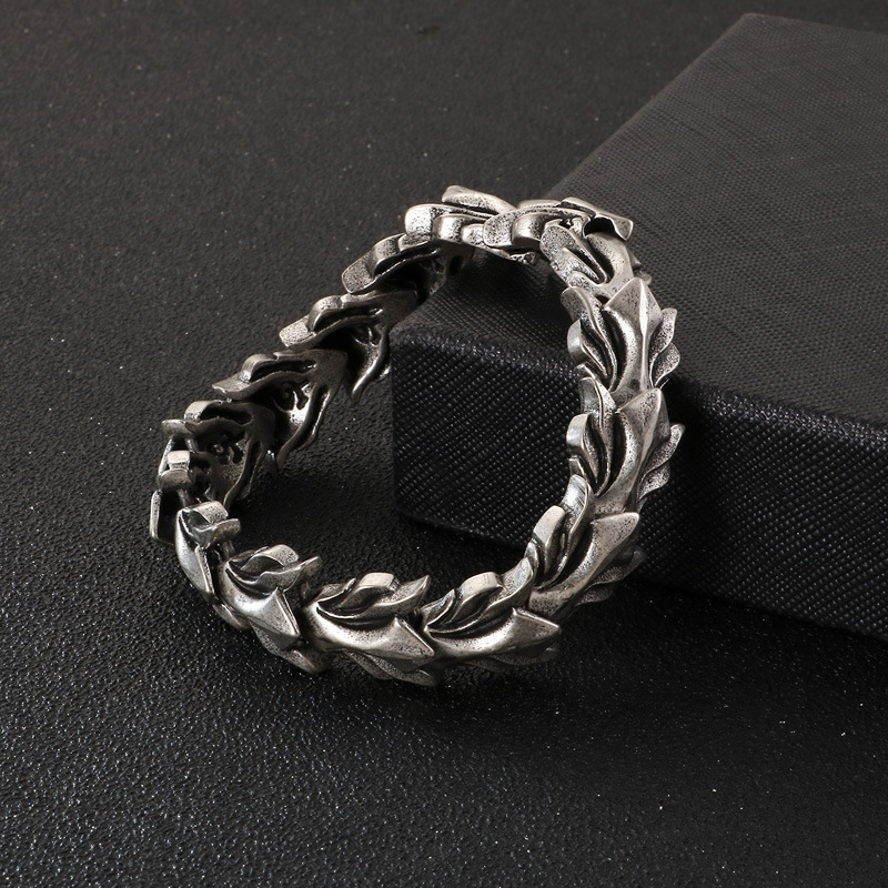 Fashion Cool Men Retro Silver Stainless Steel Whole Dragon Bracelets Jewelry