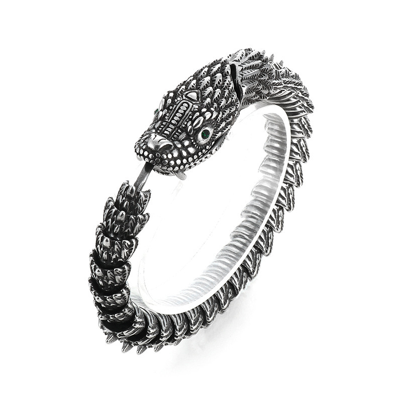 Fashion Cool Men Stainless Steel Dragon Bangle Bracelets Jewelry