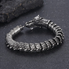 Fashion Cool Men Stainless Steel Dragon Bangle Bracelets Jewelry