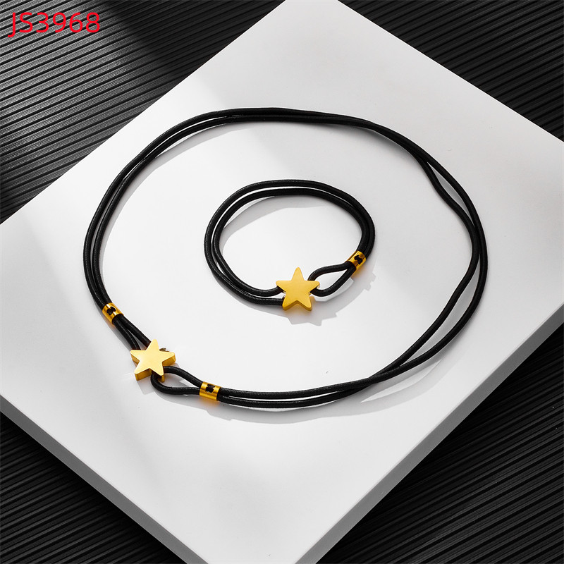 Fashion Women Silver Gold Stainless Steel TOUS Bear Black Green Red Rope Star Span Pendant Necklace Bracelet Jewelry