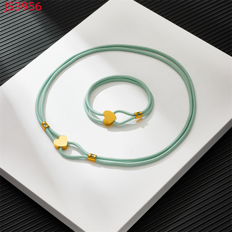 Fashion Women Silver Gold Stainless Steel TOUS Bear Black Green Red Rope Heart Span Pendant Necklace Bracelet Jewelry