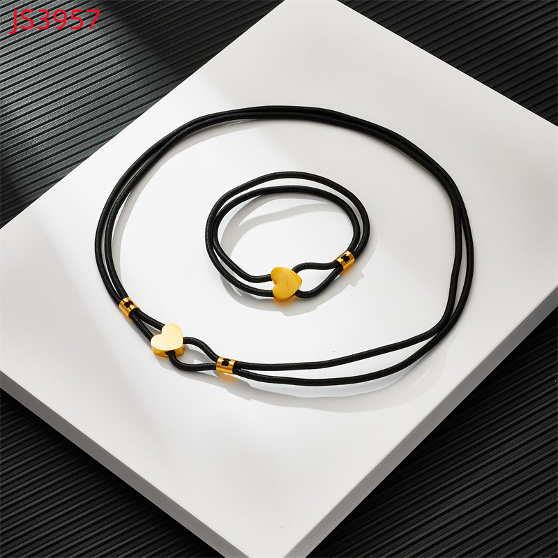 Fashion Women Silver Gold Stainless Steel TOUS Bear Black Green Red Rope Heart Span Pendant Necklace Bracelet Jewelry