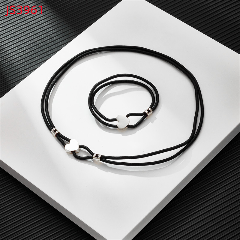 Fashion Women Silver Gold Stainless Steel TOUS Bear Black Green Red Rope Heart Span Pendant Necklace Bracelet Jewelry