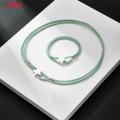 Fashion Women Silver Gold Stainless Steel TOUS Bear Black Green Red Rope Star Span Pendant Necklace Bracelet Jewelry