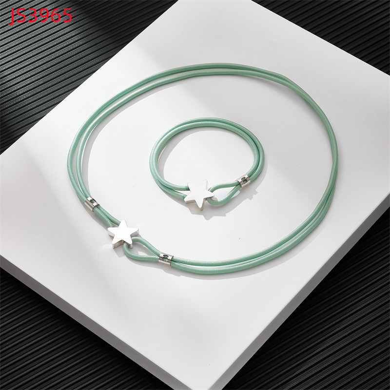 Fashion Women Silver Gold Stainless Steel TOUS Bear Black Green Red Rope Star Span Pendant Necklace Bracelet Jewelry