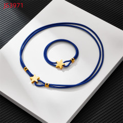 Fashion Women Silver Gold Stainless Steel TOUS Bear Black Green Red Rope Star Span Pendant Necklace Bracelet Jewelry