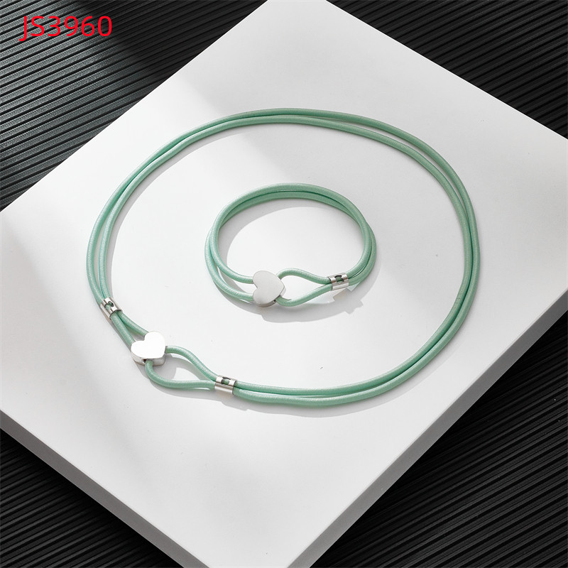 Fashion Women Silver Gold Stainless Steel TOUS Bear Black Green Red Rope Heart Span Pendant Necklace Bracelet Jewelry