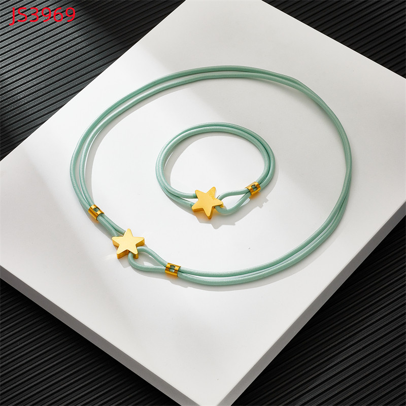 Fashion Women Silver Gold Stainless Steel TOUS Bear Black Green Red Rope Star Span Pendant Necklace Bracelet Jewelry