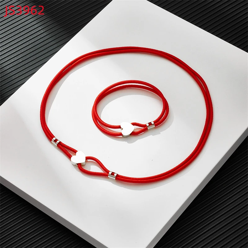Fashion Women Silver Gold Stainless Steel TOUS Bear Black Green Red Rope Heart Span Pendant Necklace Bracelet Jewelry