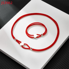 Fashion Women Silver Gold Stainless Steel TOUS Bear Black Green Red Rope Heart Span Pendant Necklace Bracelet Jewelry