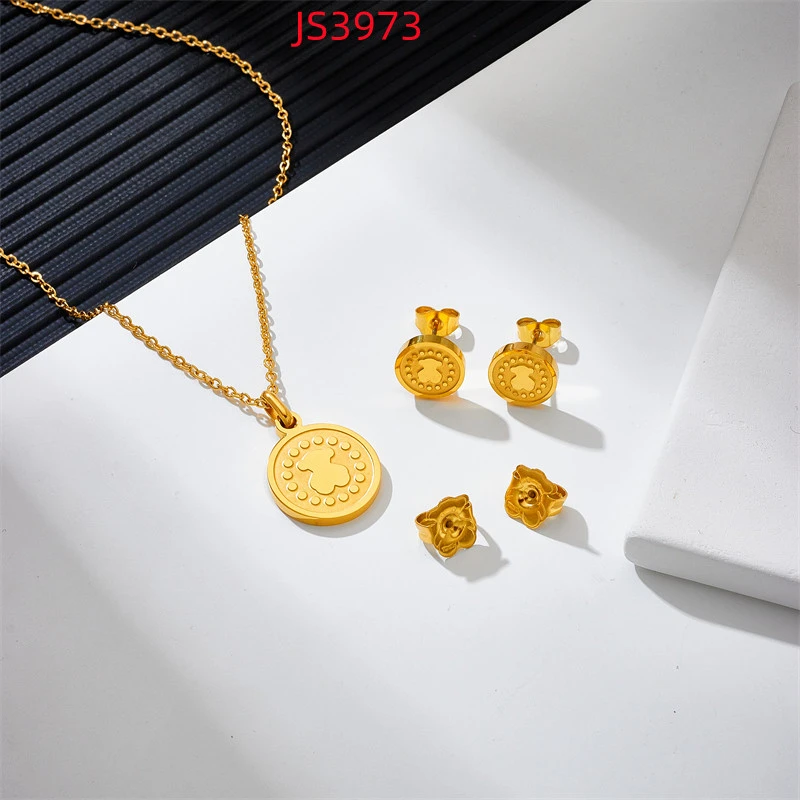 Fashion Women Silver Gold Stainless Steel TOUS Bear Hollow Letter Span Pendant Necklace Earrings Jewelry