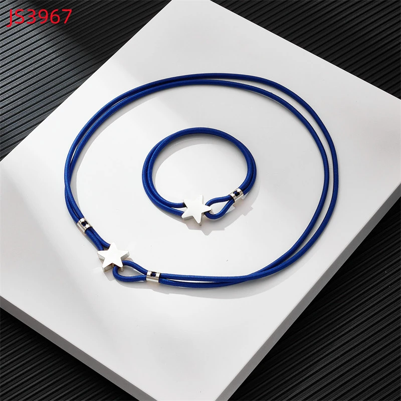 Fashion Women Silver Gold Stainless Steel TOUS Bear Black Green Red Rope Star Span Pendant Necklace Bracelet Jewelry