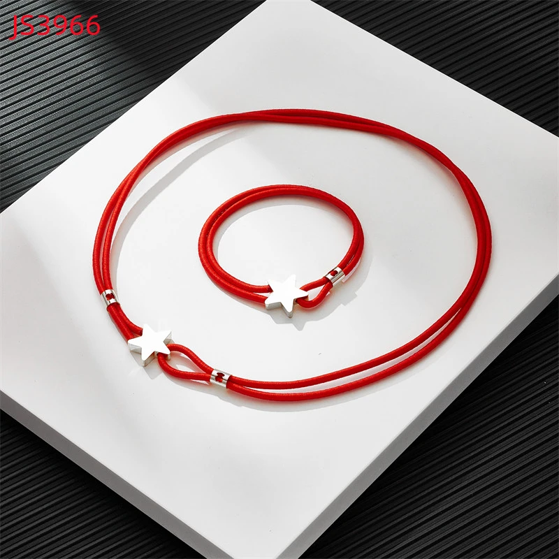 Fashion Women Silver Gold Stainless Steel TOUS Bear Black Green Red Rope Star Span Pendant Necklace Bracelet Jewelry
