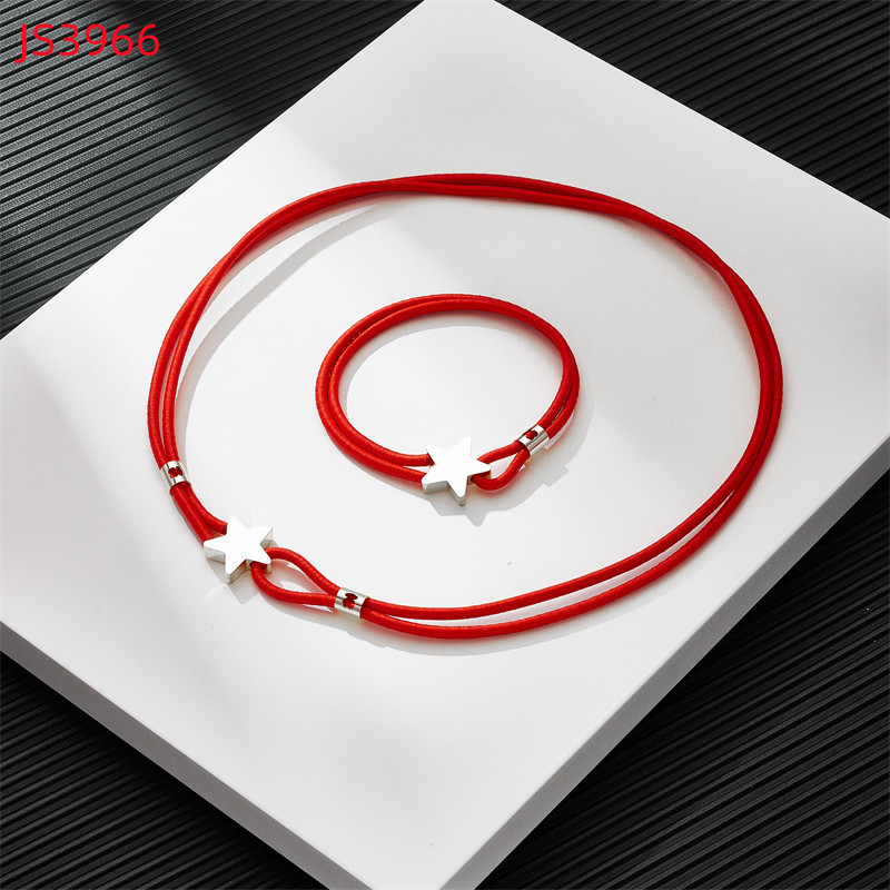 Fashion Women Silver Gold Stainless Steel TOUS Bear Black Green Red Rope Star Span Pendant Necklace Bracelet Jewelry