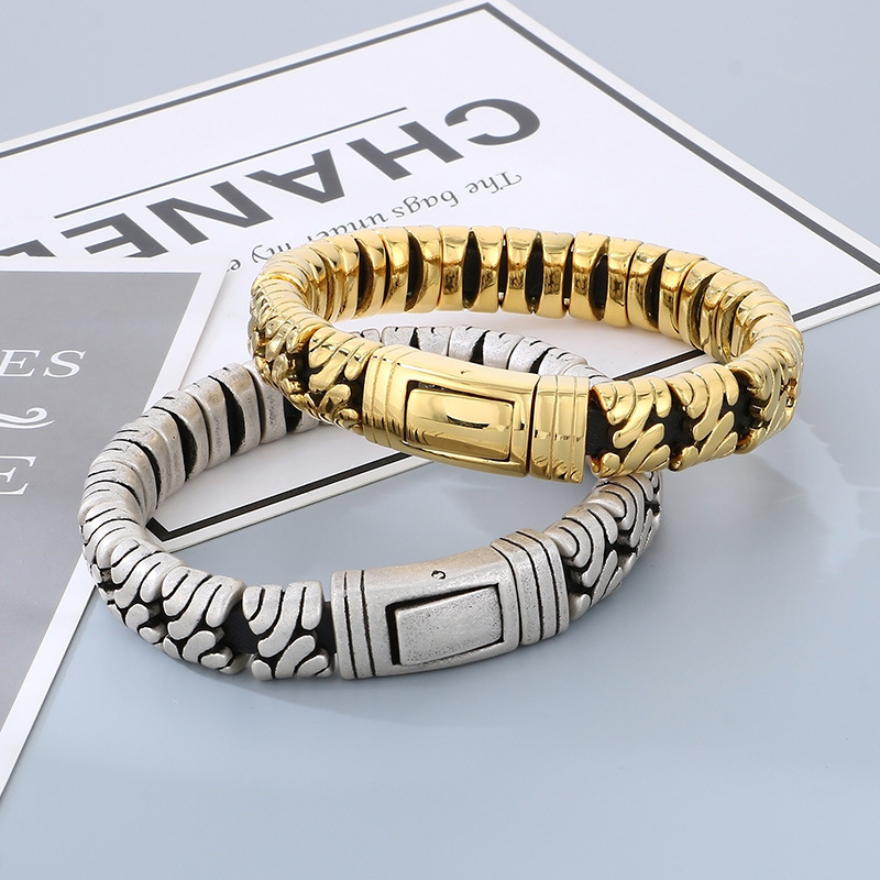 Fashion Cool Men Silver Gold Stainless Steel Bangles Bracelets