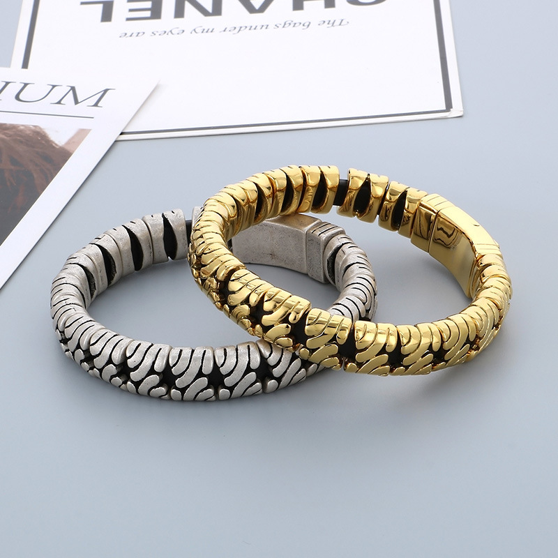 Fashion Cool Men Silver Gold Stainless Steel Bangles Bracelets