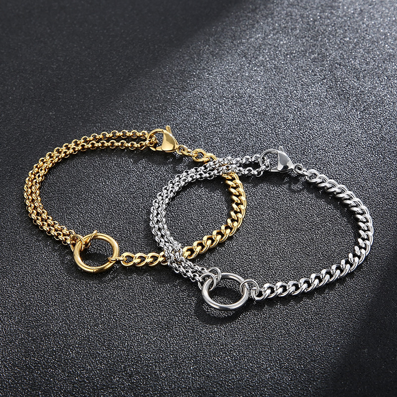 Fashion Men Women Stainless Steel Link Circle Chain Bracelets