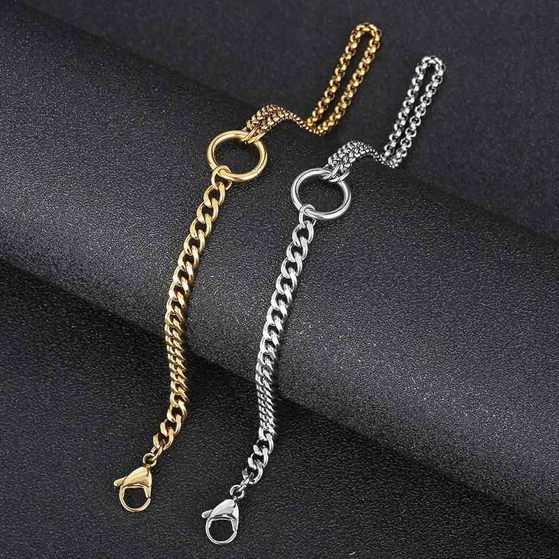 Fashion Men Women Stainless Steel Link Circle Chain Bracelets