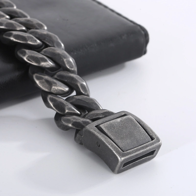 Fashion Cool Men 316L Stainless Steel Link Black Wide Curb Chain Bracelets