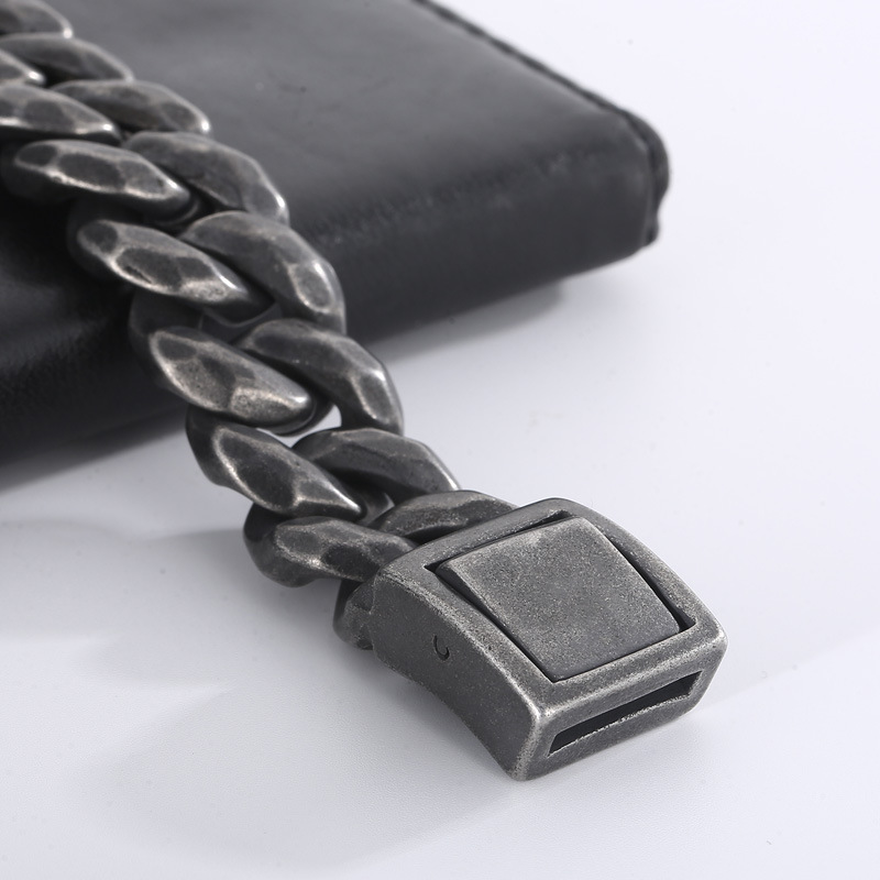 Fashion Cool Men 316L Stainless Steel Link Black Wide Curb Chain Bracelets