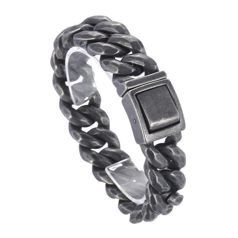 Fashion Cool Men 316L Stainless Steel Link Black Wide Curb Chain Bracelets