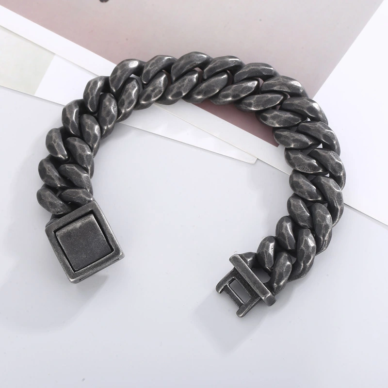 Fashion Cool Men 316L Stainless Steel Link Black Wide Curb Chain Bracelets