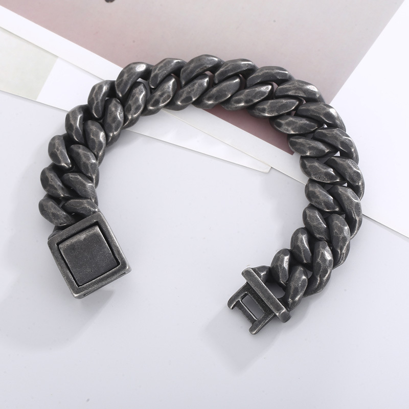 Fashion Cool Men 316L Stainless Steel Link Black Wide Curb Chain Bracelets