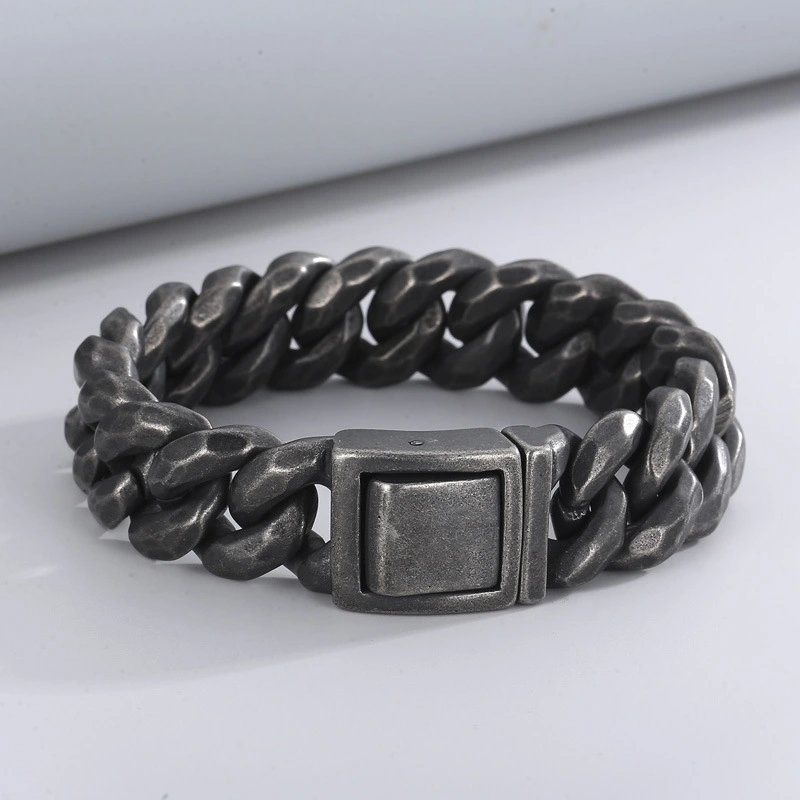 Fashion Cool Men 316L Stainless Steel Link Black Wide Curb Chain Bracelets