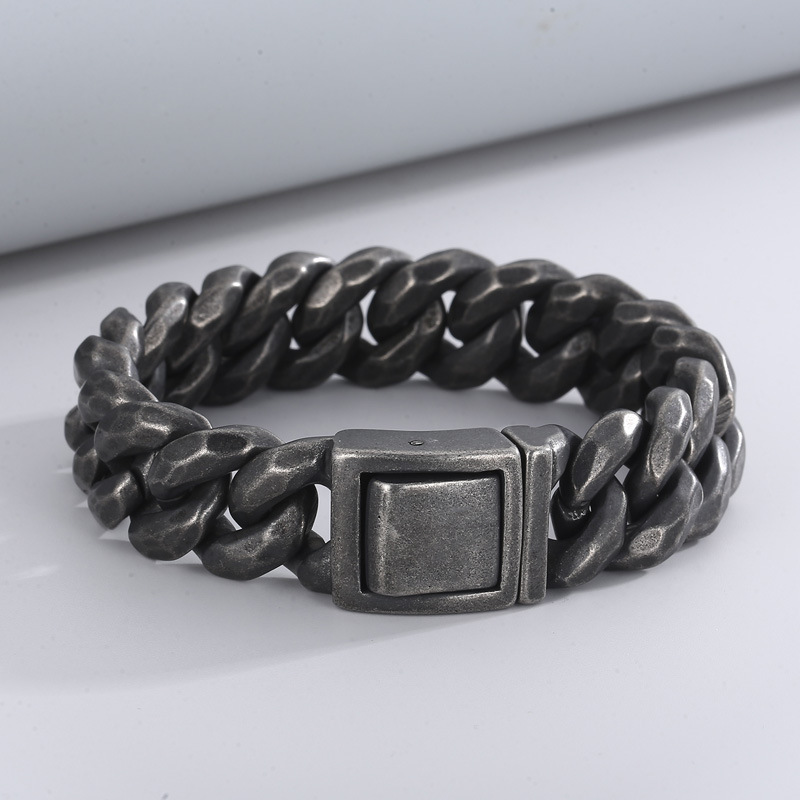 Fashion Cool Men 316L Stainless Steel Link Black Wide Curb Chain Bracelets