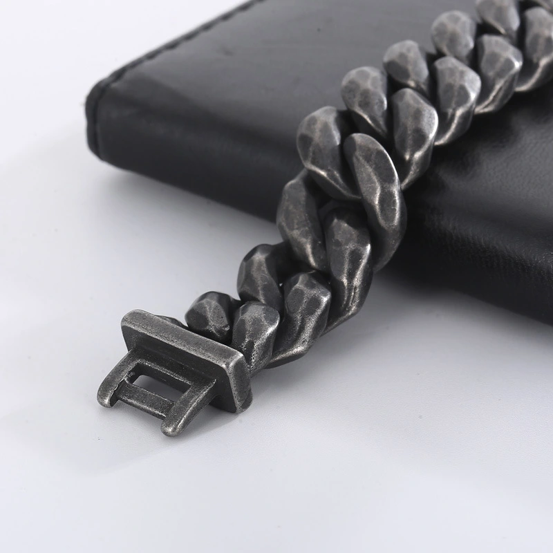 Fashion Cool Men 316L Stainless Steel Link Black Wide Curb Chain Bracelets