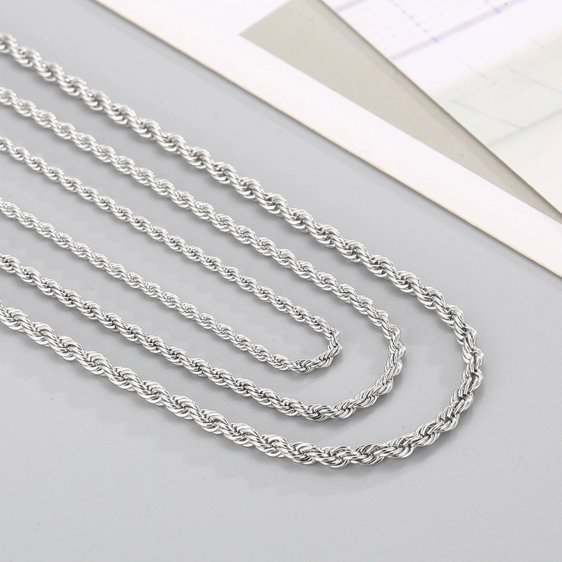 Fashion Men Women Stainless Steel Link Twist Chain Necklaces