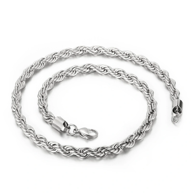 Fashion Men Women Stainless Steel Link Twist Chain Necklaces