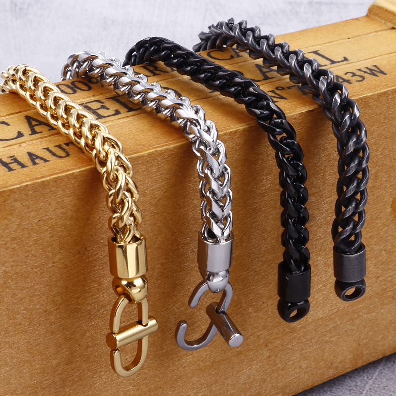 Fashion Men Women 316L Fine Stainless Steel Link Silver Black Gold Chain Bracelets
