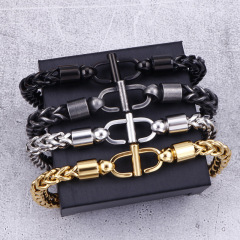Fashion Men Women 316L Fine Stainless Steel Link Silver Black Gold Chain Bracelets