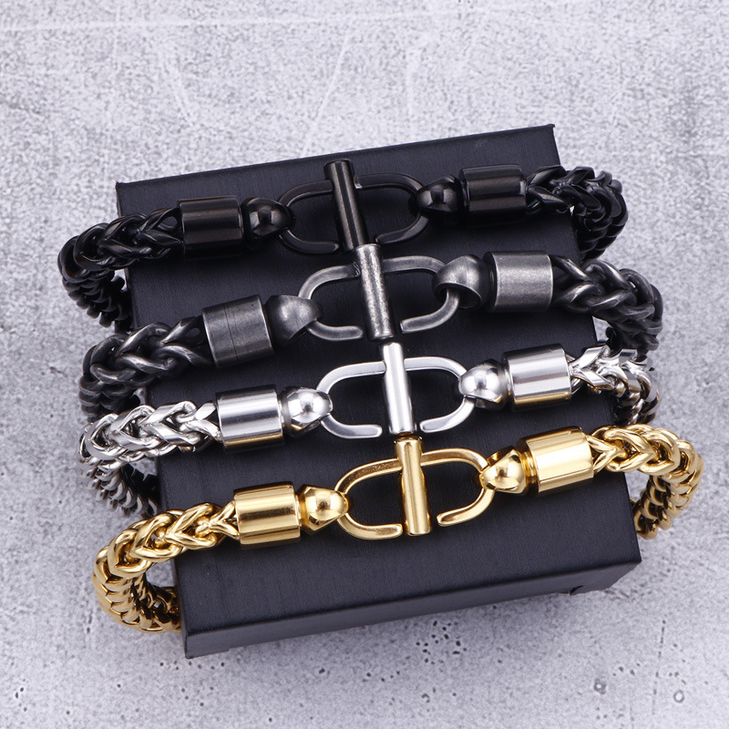 Fashion Men Women 316L Fine Stainless Steel Link Silver Black Gold Chain Bracelets