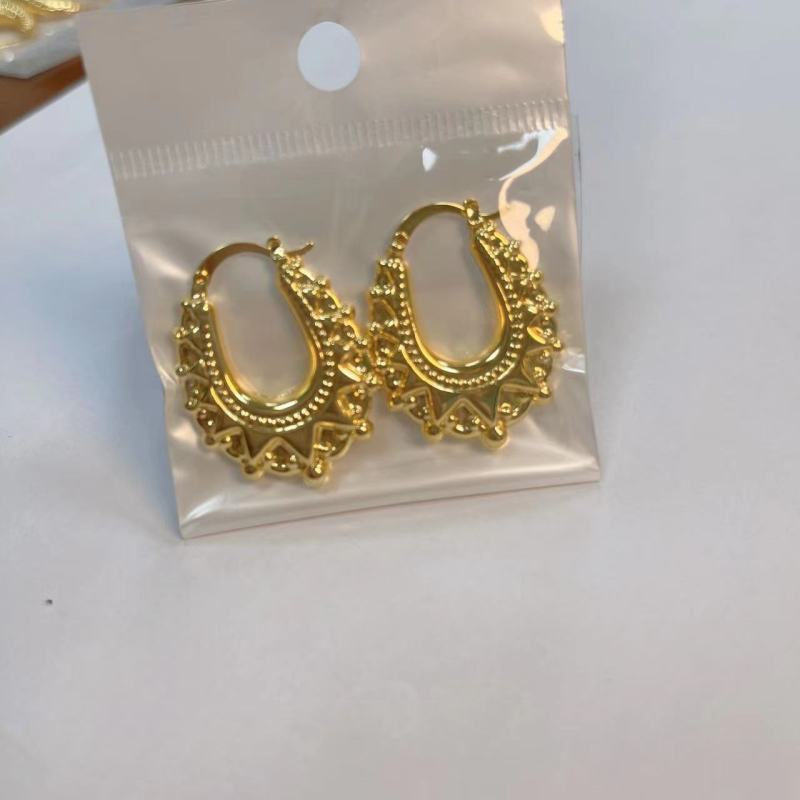 Fashion Women 18K Gold Plated Fine 316L Stainless Steel Thick Circle Earrings Jewelry