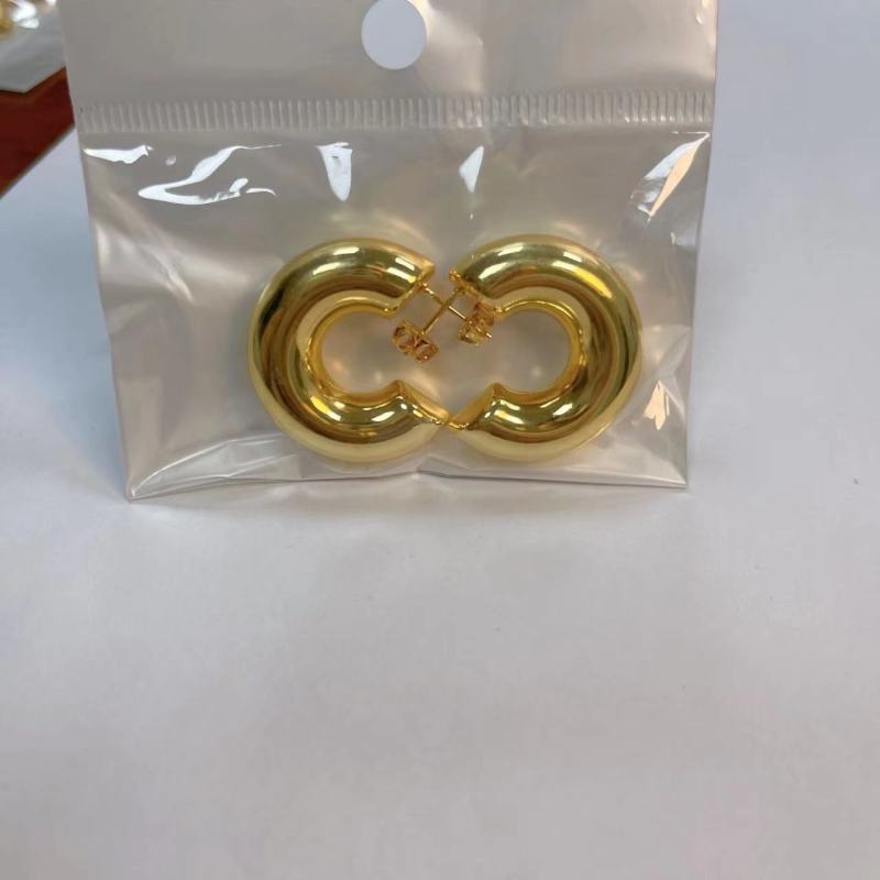 Fashion Women 18K Gold Plated Fine 316L Stainless Steel Thick Circle Earrings Jewelry