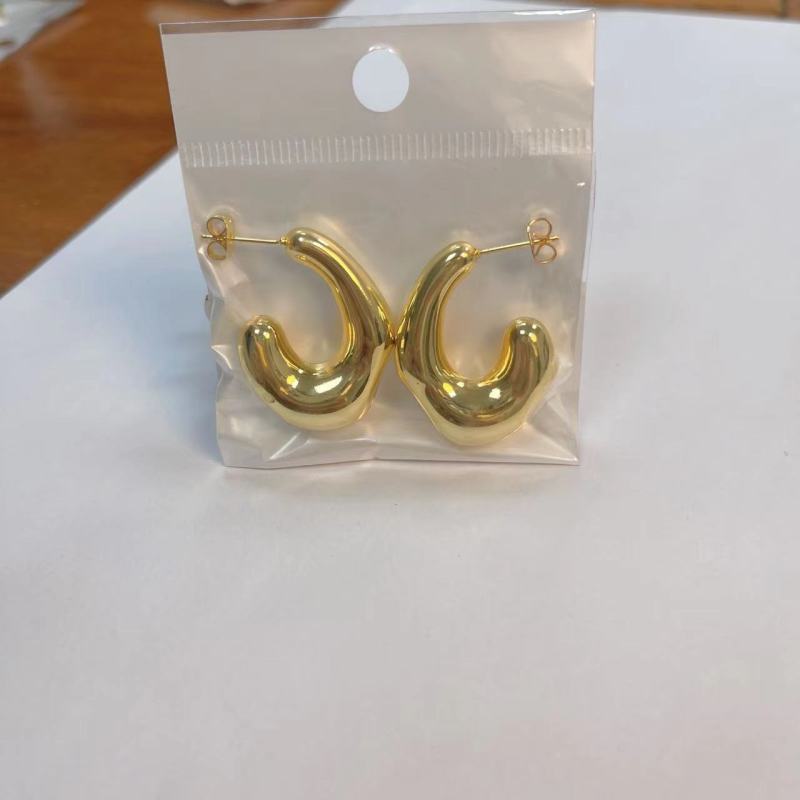 Fashion Women 18K Gold Plated Fine 316L Stainless Steel Moon Shape Stud Earrings Jewelry