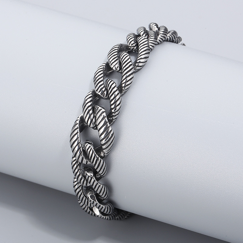 Fashion High Quality Cool Men 316L Fine Stainless Steel Link Black Chain Bracelets