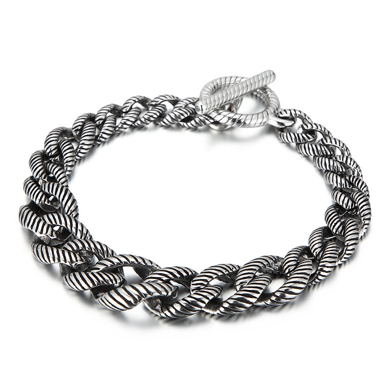 Fashion High Quality Cool Men 316L Fine Stainless Steel Link Black Chain Bracelets
