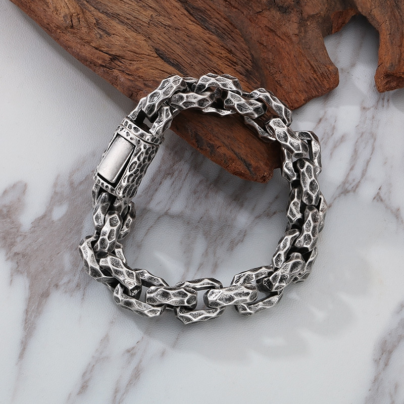 Fashion High Quality Cool Men 316L Fine Stainless Steel Link Retro Geometric Charms Chain Bracelets