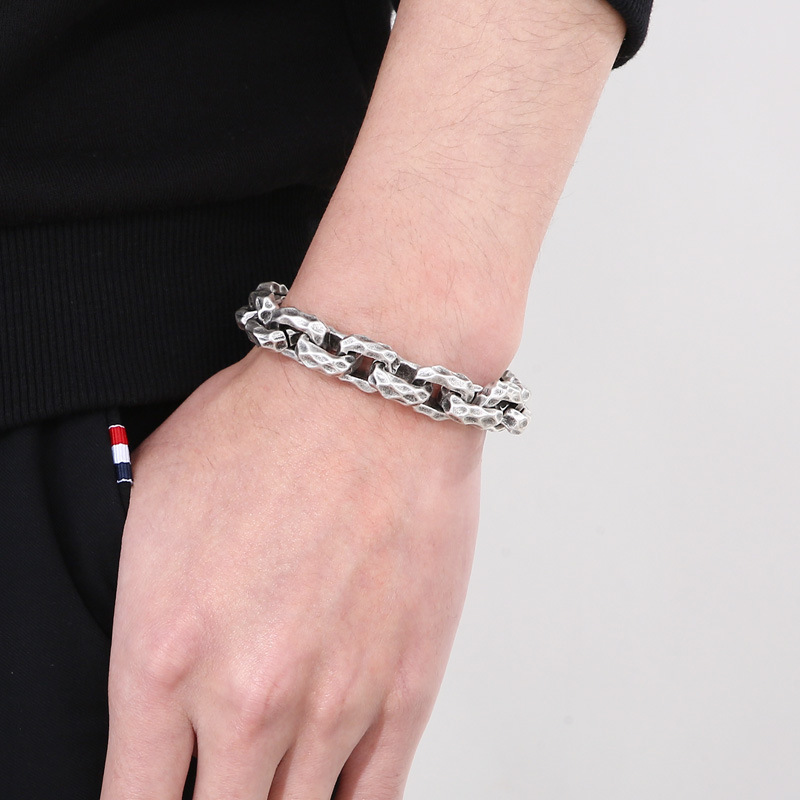 Fashion High Quality Cool Men 316L Fine Stainless Steel Link Retro Geometric Charms Chain Bracelets