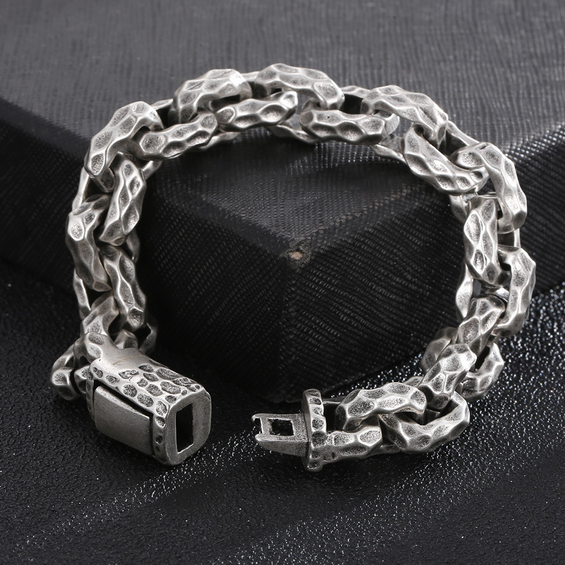 Fashion High Quality Cool Men 316L Fine Stainless Steel Link Retro Geometric Charms Chain Bracelets